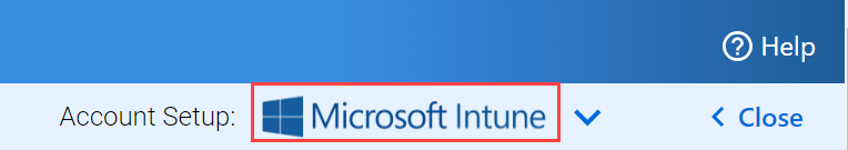 Account set-up with Microsoft Intune selected